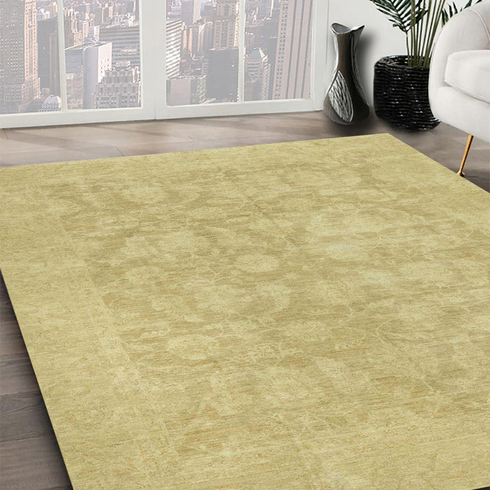 Machine Washable Abstract Metallic Gold Rug in a Family Room, wshabs2620