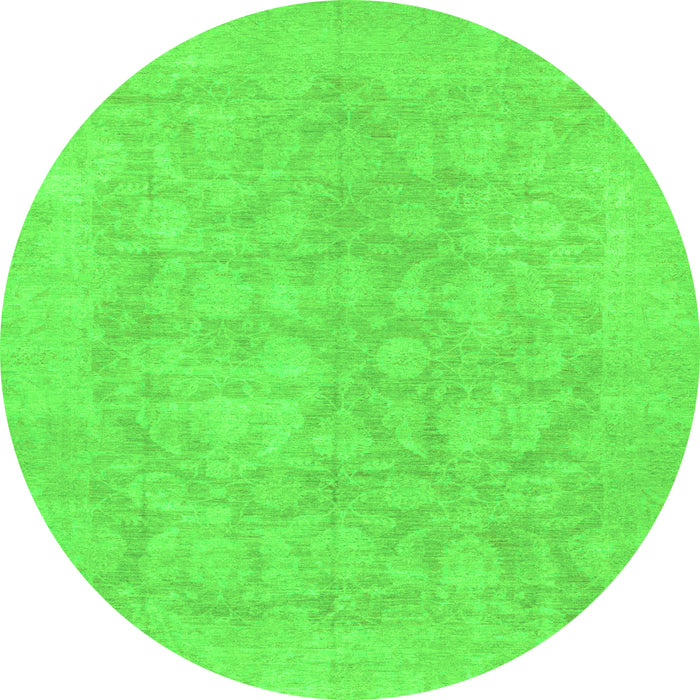 Round Oriental Green Traditional Rug, abs2620grn
