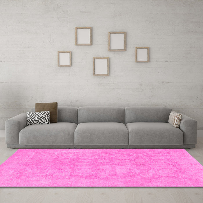 Machine Washable Oriental Pink Traditional Rug in a Living Room, wshabs2620pnk