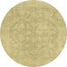 Round Abstract Metallic Gold Oriental Rug, abs2620