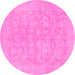 Round Machine Washable Oriental Pink Traditional Rug, wshabs2620pnk