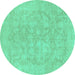 Round Oriental Turquoise Traditional Rug, abs2620turq