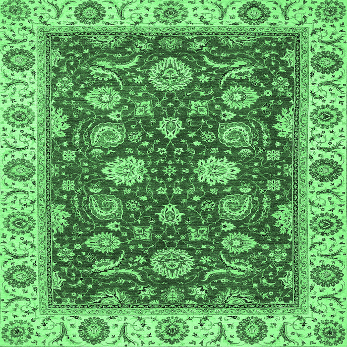 Square Machine Washable Oriental Emerald Green Traditional Area Rugs, wshabs2621emgrn