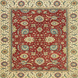 Square Machine Washable Abstract Fire Brick Red Rug, wshabs2621