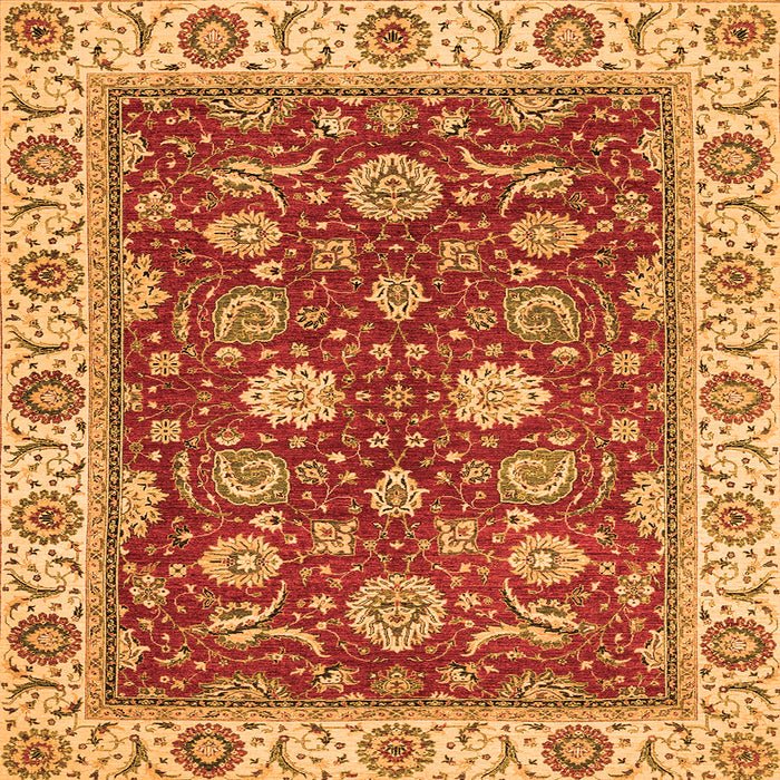 Square Oriental Orange Traditional Rug, abs2621org