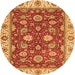 Round Machine Washable Oriental Orange Traditional Area Rugs, wshabs2621org