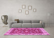 Machine Washable Oriental Pink Traditional Rug in a Living Room, wshabs2621pnk