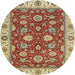 Round Abstract Fire Brick Red Oriental Rug, abs2621