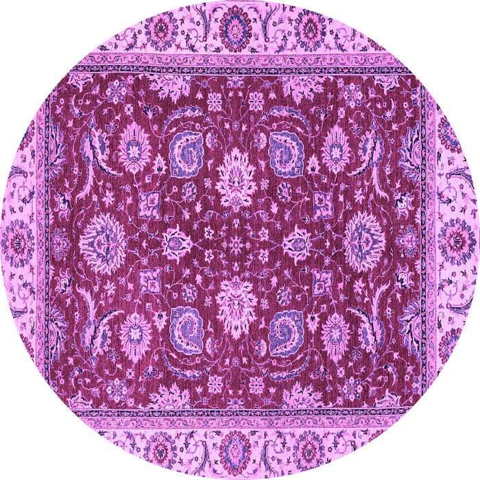 Round Machine Washable Oriental Purple Traditional Area Rugs, wshabs2621pur