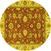 Round Oriental Yellow Traditional Rug, abs2621yw