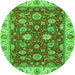 Round Oriental Green Traditional Rug, abs2621grn