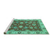 Sideview of Machine Washable Oriental Turquoise Traditional Area Rugs, wshabs2621turq