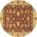 Round Oriental Brown Traditional Rug, abs2621brn