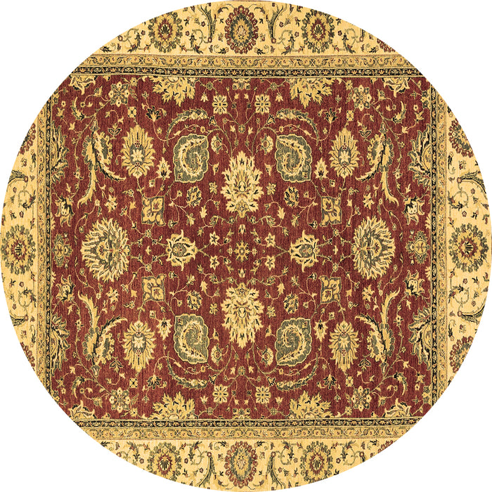 Round Machine Washable Oriental Brown Traditional Rug, wshabs2621brn