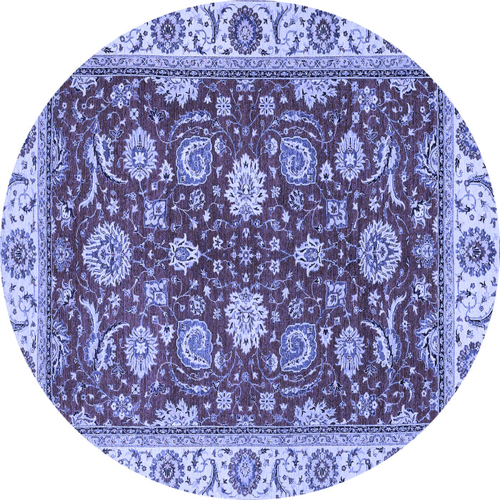 Round Machine Washable Oriental Blue Traditional Rug, wshabs2621blu
