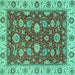 Square Oriental Turquoise Traditional Rug, abs2621turq