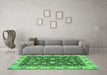 Machine Washable Oriental Emerald Green Traditional Area Rugs in a Living Room,, wshabs2621emgrn