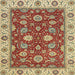 Square Abstract Fire Brick Red Oriental Rug, abs2621