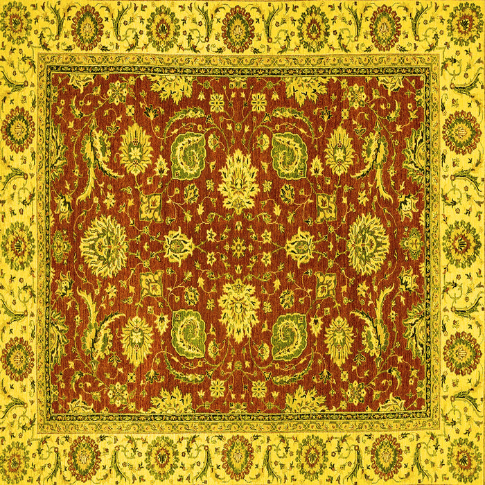 Square Machine Washable Oriental Yellow Traditional Rug, wshabs2621yw