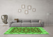 Machine Washable Oriental Green Traditional Area Rugs in a Living Room,, wshabs2621grn