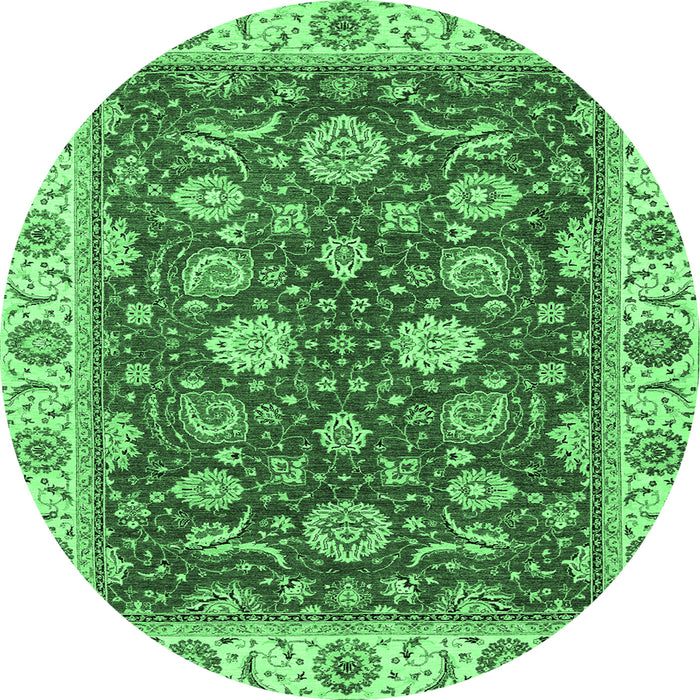 Round Oriental Emerald Green Traditional Rug, abs2621emgrn