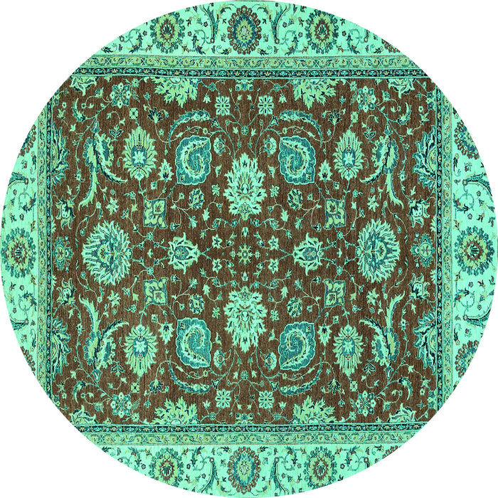 Round Oriental Turquoise Traditional Rug, abs2621turq