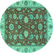 Round Oriental Turquoise Traditional Rug, abs2621turq