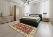 Abstract Fire Brick Red Oriental Rug in a Bedroom, abs2621