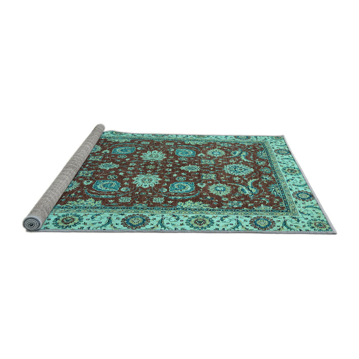 Sideview of Machine Washable Oriental Light Blue Traditional Rug, wshabs2621lblu