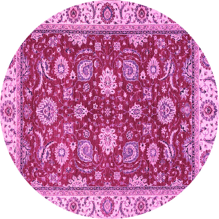 Round Oriental Pink Traditional Rug, abs2621pnk
