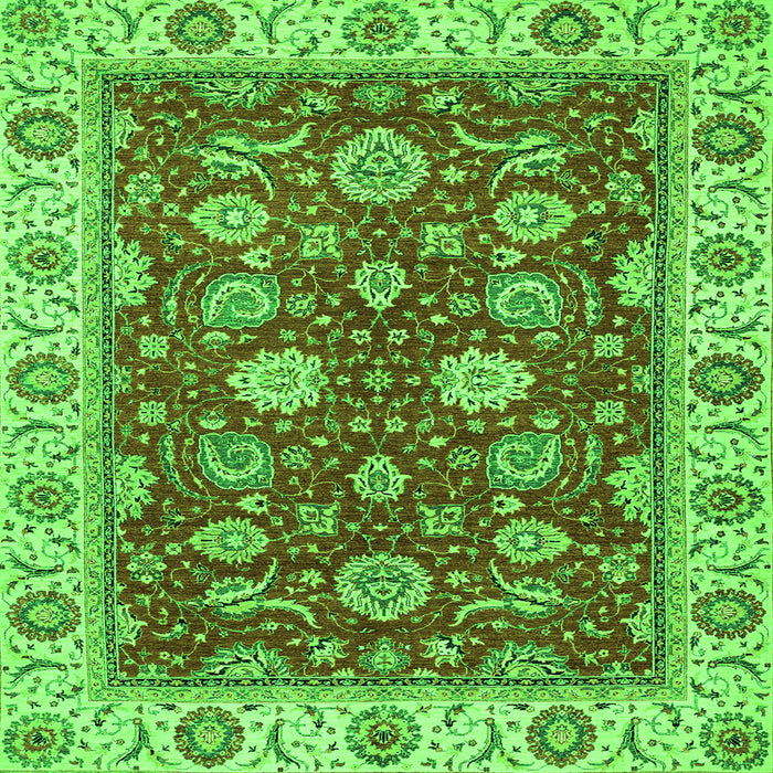 Square Machine Washable Oriental Green Traditional Area Rugs, wshabs2621grn