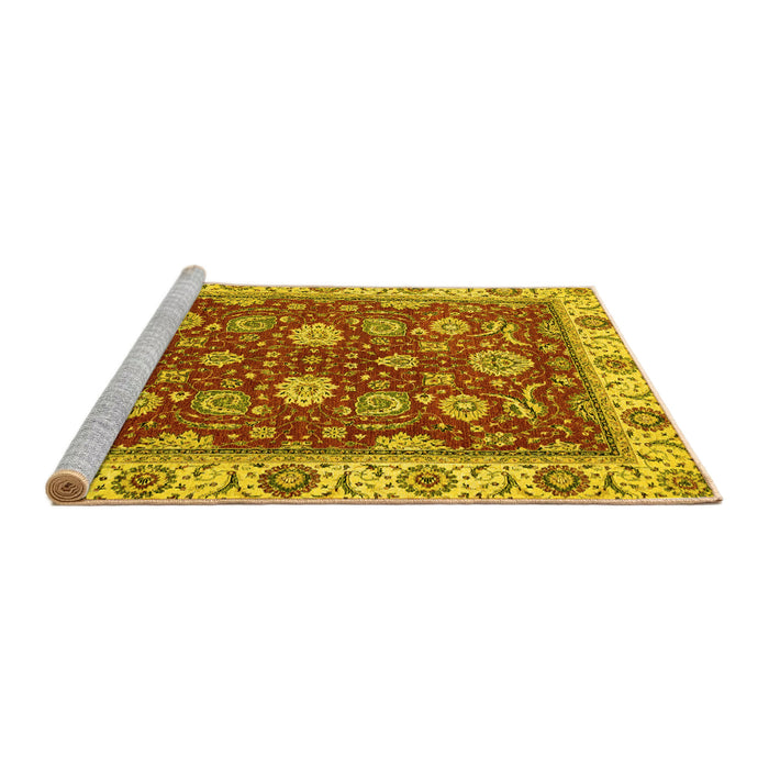 Sideview of Machine Washable Oriental Yellow Traditional Rug, wshabs2621yw