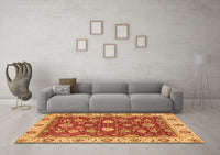 Machine Washable Oriental Orange Traditional Rug, wshabs2621org