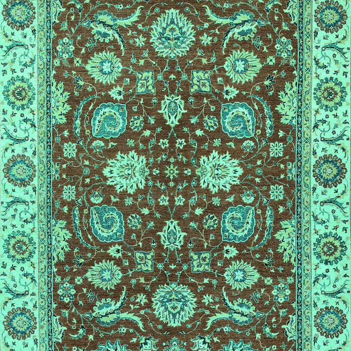 Machine Washable Oriental Turquoise Traditional Area Rugs, wshabs2621turq