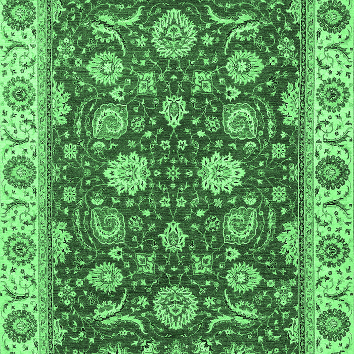 Machine Washable Oriental Emerald Green Traditional Area Rugs, wshabs2621emgrn