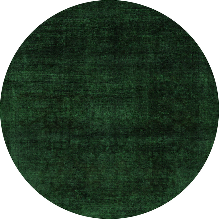 Round Machine Washable Abstract Green Modern Area Rugs, wshabs2622grn