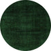 Round Machine Washable Abstract Green Modern Area Rugs, wshabs2622grn