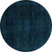 Round Abstract Turquoise Modern Rug, abs2622turq