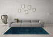 Machine Washable Abstract Turquoise Modern Area Rugs in a Living Room,, wshabs2622turq