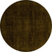 Round Abstract Yellow Modern Rug, abs2622yw