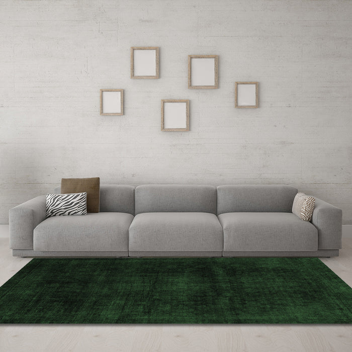 Machine Washable Abstract Emerald Green Modern Area Rugs in a Living Room,, wshabs2622emgrn
