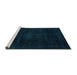 Sideview of Machine Washable Abstract Turquoise Modern Area Rugs, wshabs2622turq