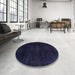 Round Machine Washable Abstract Night Blue Rug in a Office, wshabs2622