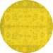 Round Machine Washable Oriental Yellow Modern Rug, wshabs2623yw