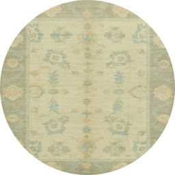 Round Abstract Brown Gold Oriental Rug, abs2623