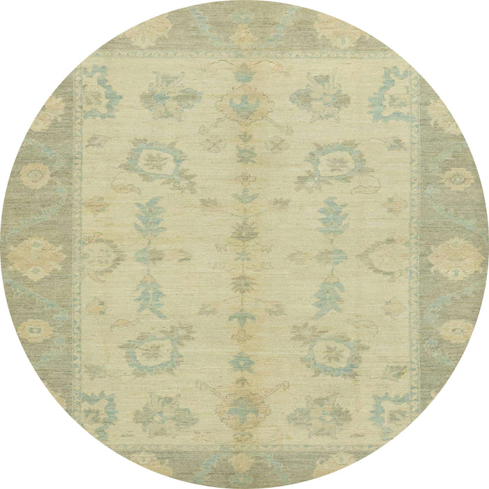 Round Abstract Brown Gold Oriental Rug, abs2623