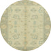 Round Abstract Brown Gold Oriental Rug, abs2623