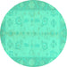 Round Oriental Turquoise Modern Rug, abs2623turq