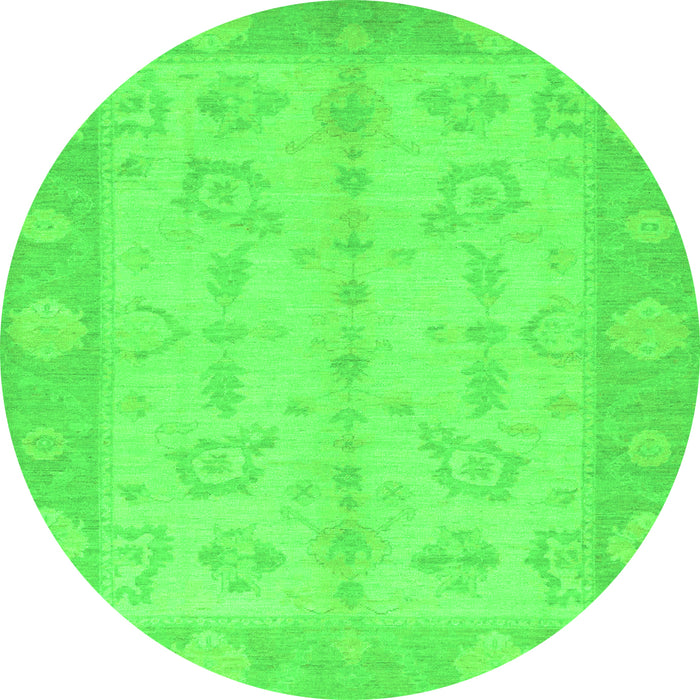 Round Machine Washable Oriental Green Modern Area Rugs, wshabs2623grn