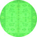 Round Machine Washable Oriental Green Modern Area Rugs, wshabs2623grn